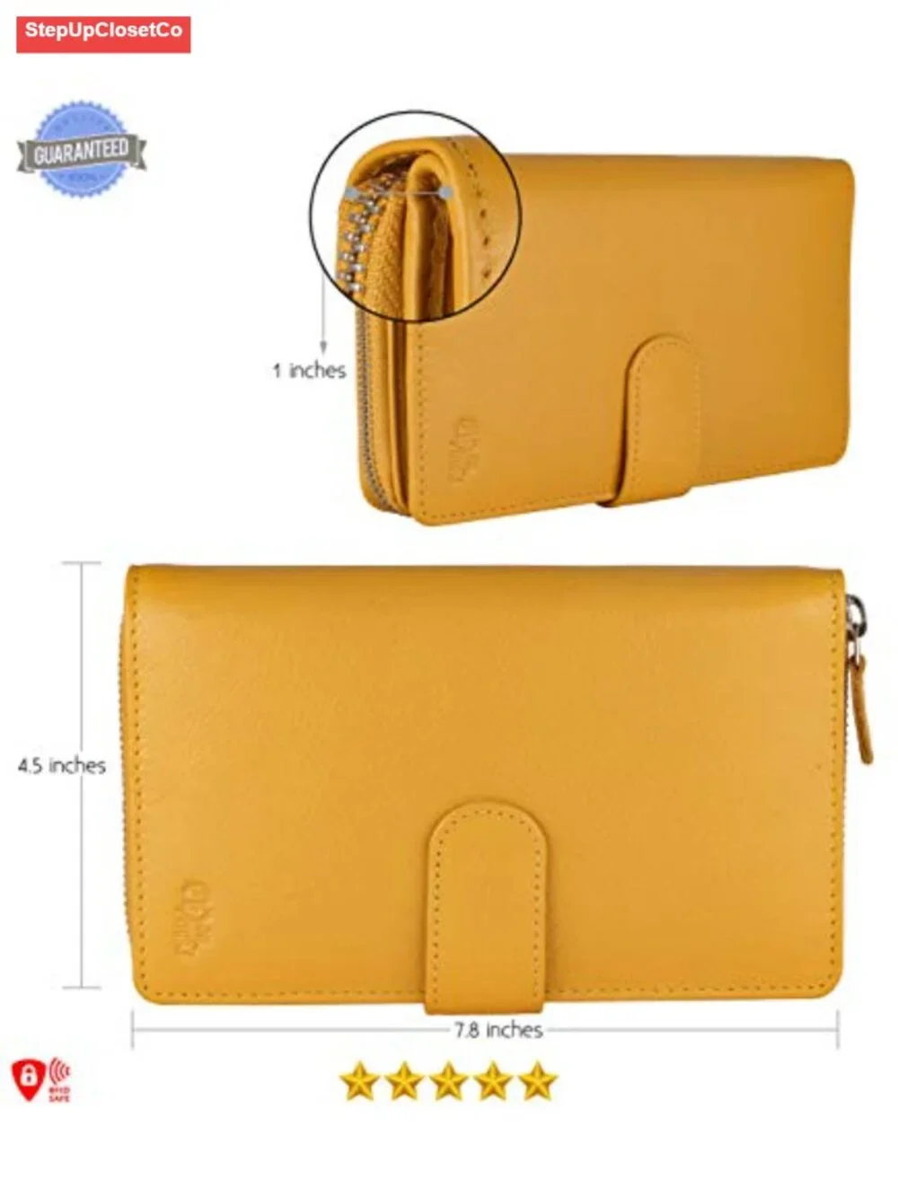 Genuine Leather RFID Blocking Checkbook Wallet Clutch for Women
